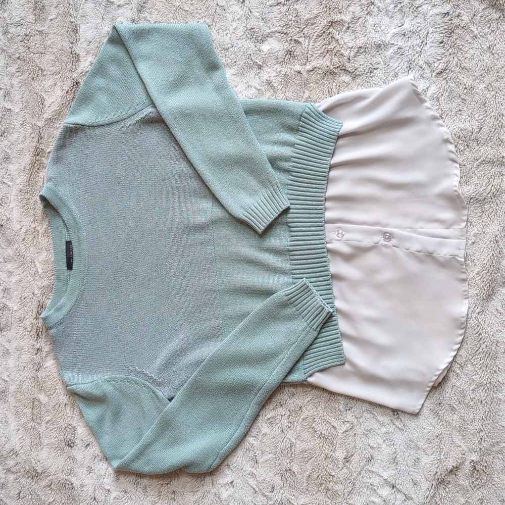 The Limited Faux Blouse Crewneck Sweater